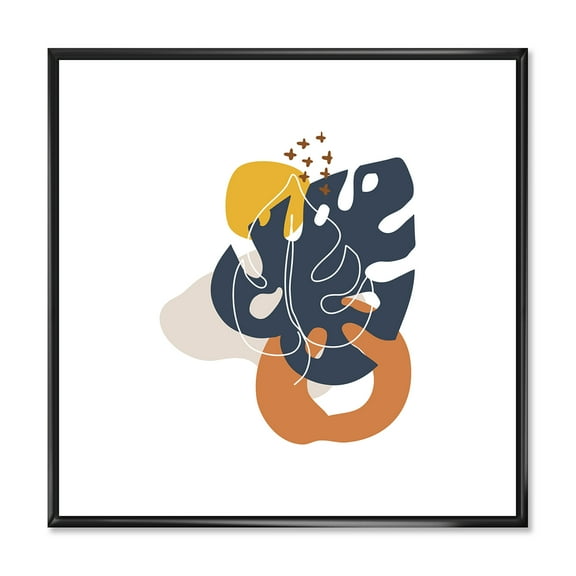 Designart 'Abstract Minimal Shapes Under Flowers IX' Modern Framed Canvas Wall Art Print