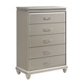 thumbnail image 5 of 6pc Traditional Style Queen Size Panel Bed Dresser Mirror Nightstand Chest Wooden Bedroom Furniture Set Silver Finish, 5 of 6