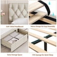 thumbnail image 6 of Full/Queen/King Size Bed Frame with 2 Storage Drawers, Upholstered Platform Bed Frame with Adjustable Button Tufted Headboard, Mattress Foundation with Solid Wooden Slats Support, No Box Spring Needed, 6 of 6