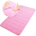 thumbnail image 1 of Memory Foam Bath Mat Non Slip Absorbent Super Cozy Velvet Bathroom Rug Carpet Super Water Absorption Bathroom Carpet Non-Slip Thick Bathroom Mat (17" X 24", Pink), 1 of 5