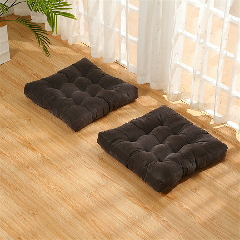 22 Square Floor Pillow, Meditation Pillow Solid Thick Tufted Seat
