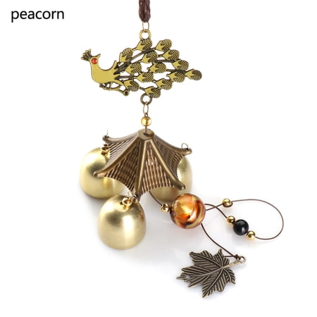 Chinese Style Peacock Kylin Tower Outdoor Garden Yard Balcony Window Retro Metal Wind Chime Lucky Charms Elephant Fishes Hanging Ornament PEACORN