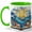 Green, variant on Stained Glass Ocean Book Coffee Mug, Sailboat Sea Waves Beach Fantasy Design, 11 oz Ceramic Cup