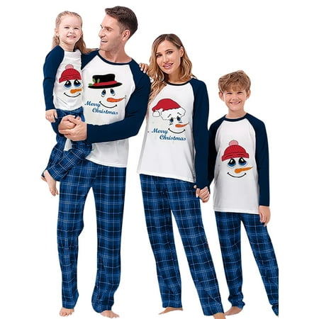 

AMILIEe Family Christmas PJs Matching Sets Letter Print Top and Plaid Pants Loungewear Xmas Holiday Pajamas Outfits