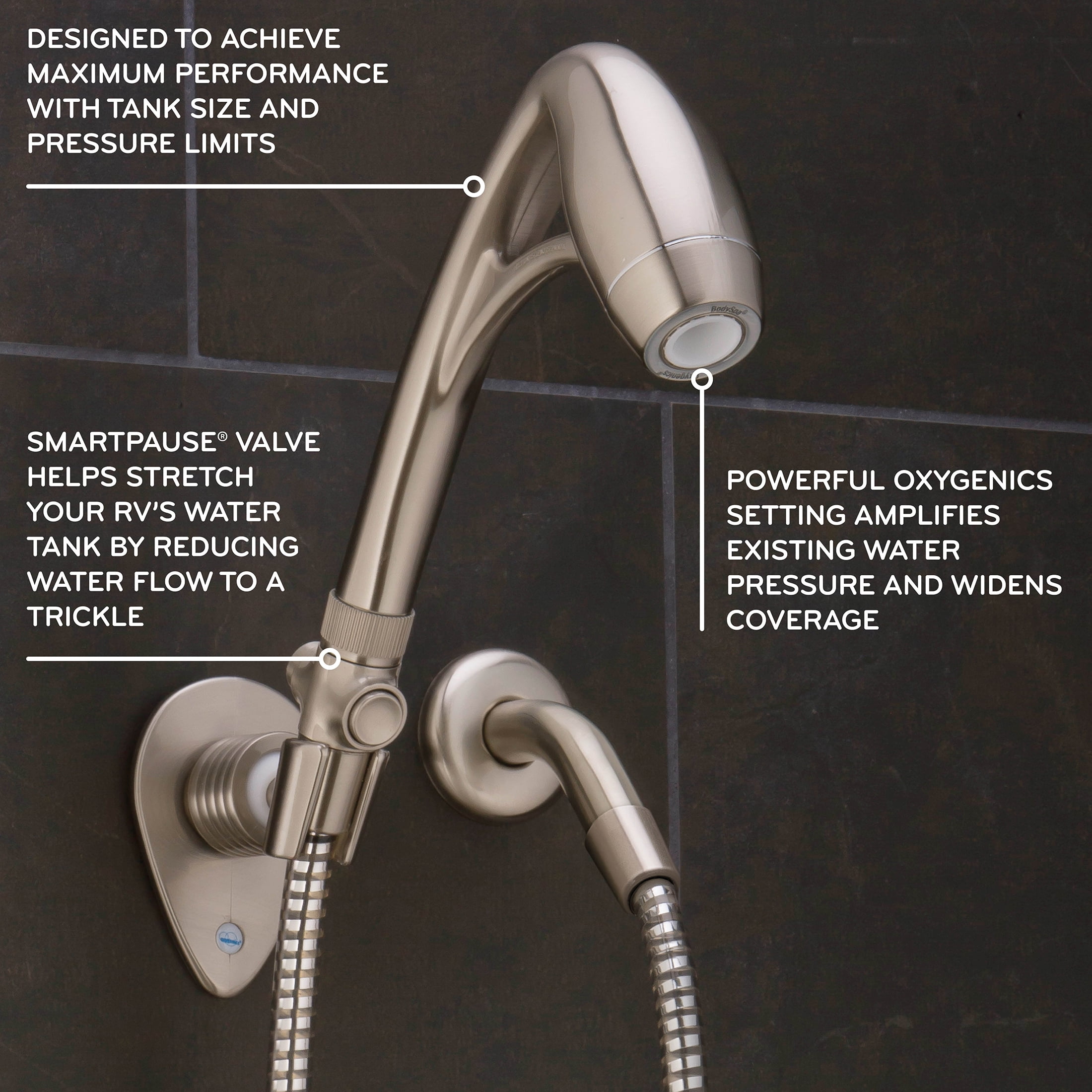 (2 pack) Oxygenics BodySpa RV 2-Setting Handheld Shower Head in Brushed Nickel Finish
