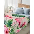thumbnail image 5 of Twin Flat Sheet Only Flamingo Coastal Monstera Floral Soft Microfiber Cooling Bedding Sheets Summer Tropical Leaves Flat Bed Sheet, 5 of 9
