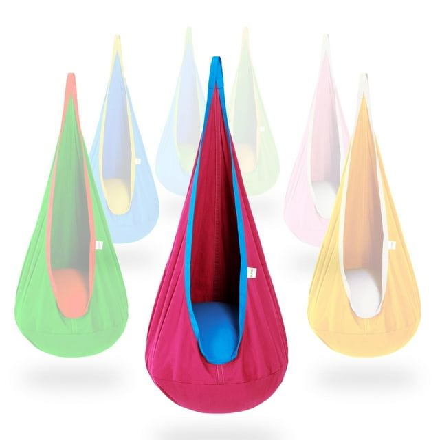 Asiento Columpio tipo Cueva para Niños OUTREE con Hamaca de Algodón Rosa/Azul