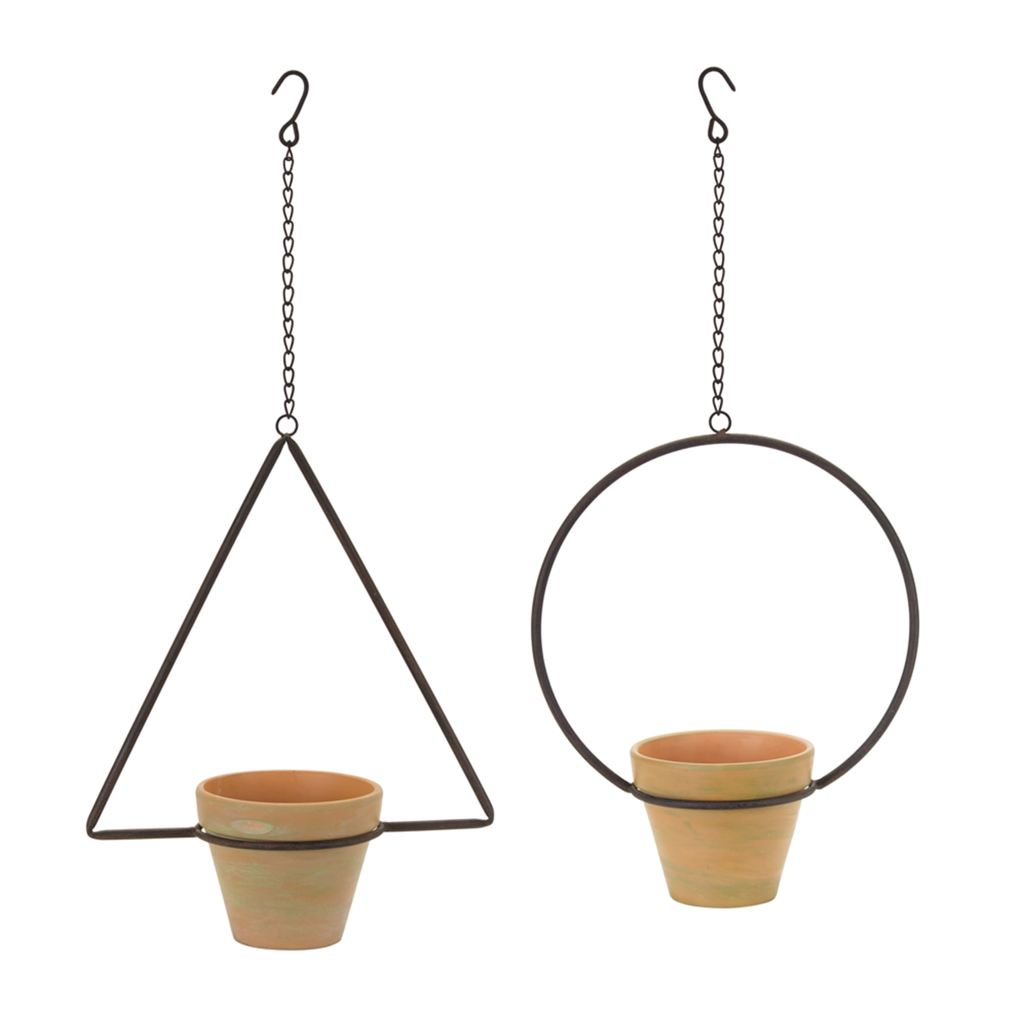 Hanging Pot (Set of 4) 25"H, 25.75"H Iron/Terra Cotta