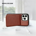 thumbnail image 6 of For Apple iPhone 15 6.1 inch Metal Button Flip Stand Hidden Card Holder Leather Shockproof Protective Wallet Case Cover Black, 6 of 6