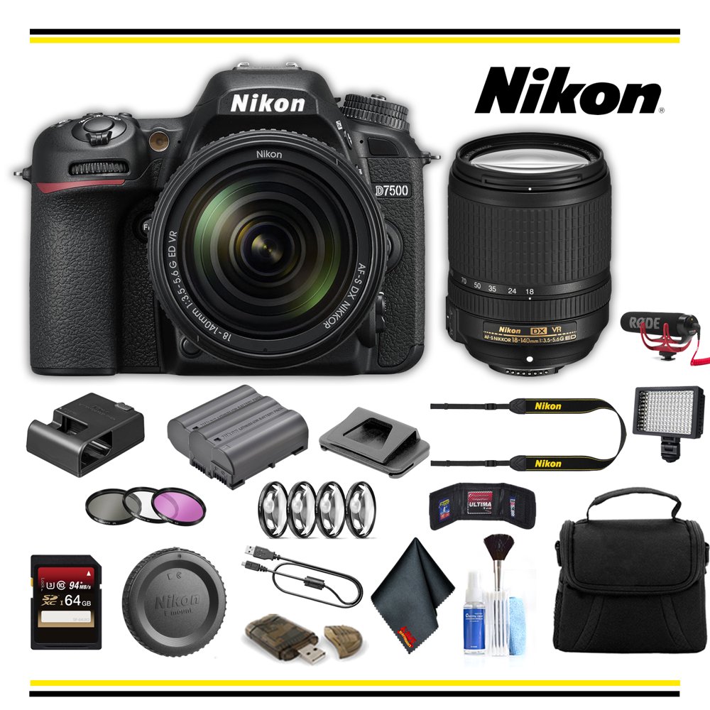 Nikon D7500 DSLR Camera with 18140mm Lens Advanced Bundle W/ Bag
