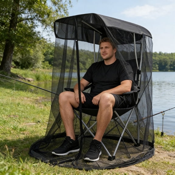 Camping Screen Canopy, Outdoor Swing Mosquito Net Fishing Courtyard Garden Mosquito Net Swing Rocking Chair Shading Mesh Tent Easy to Install Mosquito Net for Travel