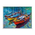thumbnail image 1 of Designart Three Boats In The Harbor FLOAT FRAME WALL ART, 1 of 4