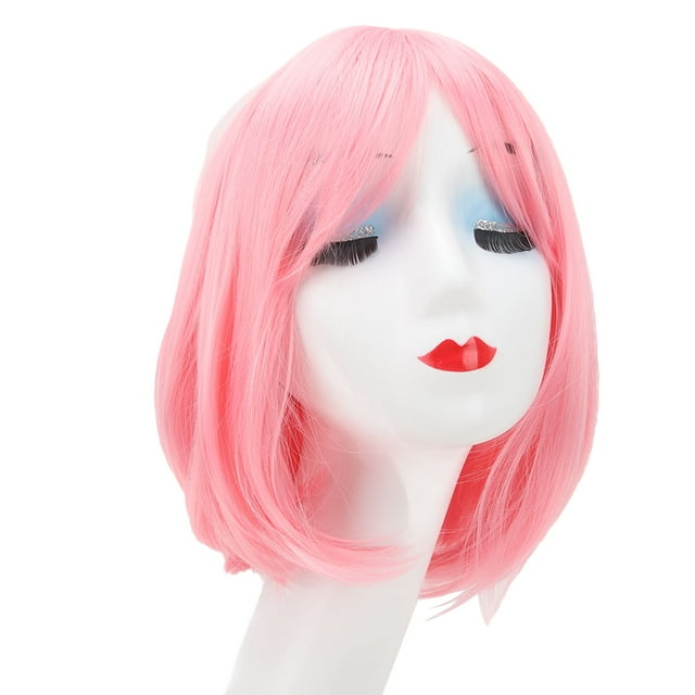 Peluca Corta Bob Rosa ANGGREK Fibra de Alta Temperatura Multiusos Fiesta