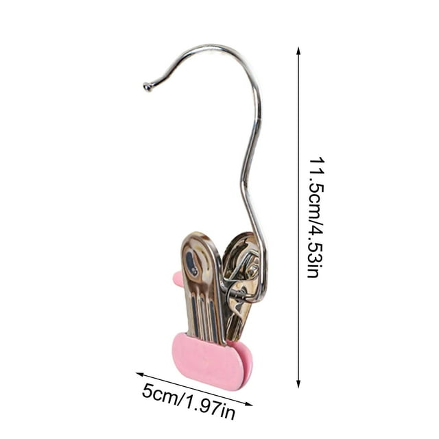 Stainless Steel Hanging Hooks With 360 Degree Rotating Clips For Pants Hats Towels Laundry Storage Space Saving