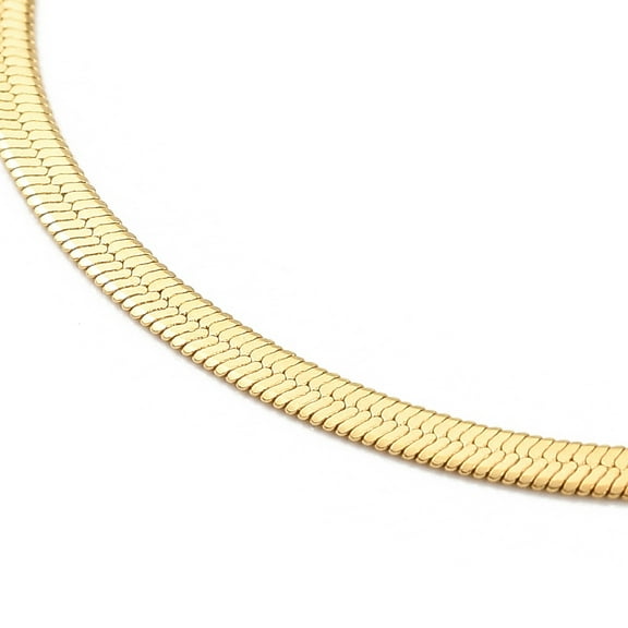5 pc Ion Plating(IP) 304 Stainless Steel Herringbone Chain Bracelet for Men Women Real 18K golden Plated Wide: 2mm 6 inch(15.3cm)