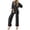 Black, variant on Ekouaer Lounge Sets for Women Short Sleeve Tops and Long Pants Soft Comfy Pajamas Set 2 Piece Outfits