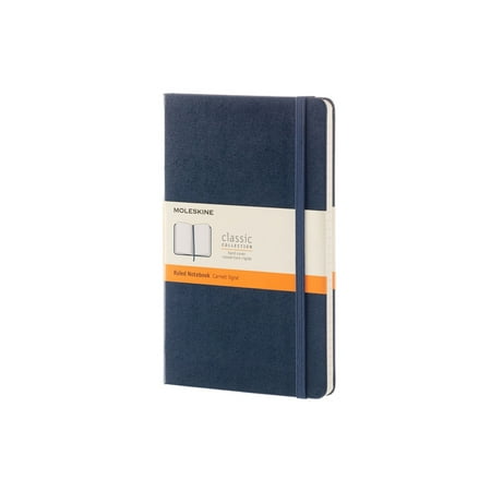 Moleskine Classic Ruled Large Notebook, Hard Cover, Sapphire Blue, 5 x 8.25 in.