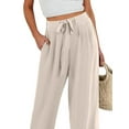 thumbnail image 6 of TANBOM Women's Summer Elasticated Slouchy Wide Leg Pants with Pockets Apricot S, 6 of 6
