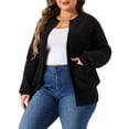 thumbnail image 4 of Agnes Orinda Women's Sweater Cardigans Plus Size Long Sleeve Crew Neck Classic Knit Cardigan Sweaters with Pockets 2X Black, 4 of 6