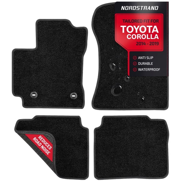 Floor Mats for Toyota Corolla 2012 2013 2014 2015 2016 2017 2018 2019 - Custom 3D Fit - 1st and 2nd Row Set - Rubber Anti-Slip Backing - Heavy Duty 22oz Carpet Mat - All Weather Car Liner Floormats