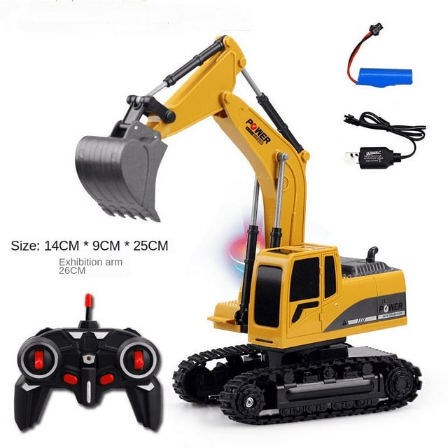 Remote Control Excavator Toy -11 Channel Remote Control Excavator With Metal Shovel, Rechargeable Construction Excavator Car With Light And Sound-SinKeeU