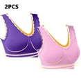 thumbnail image 2 of Hrsba Sports Bras for Women, 2 Pack Solid Color Lace Wireless Tank Casual Bra, 2 of 5