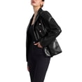 thumbnail image 4 of INSPIRE CHIC Women's Notched Lapel Faux Leather Blazer Double Breasted PU Work Formal Jackets, 4 of 6