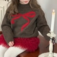 thumbnail image 4 of DHFJKG Bow Sweater For Girl Knitted Long Sleeve Crewneck Loose Fit Pullover Toddlers Kids Teens Casual Wear For 1-14 Years Trendy Tops, 4 of 5