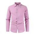 thumbnail image 6 of Patlollav Men Long Sleeve Shirts Solid Casual Turn-Down Collar Pocket Button Blouse, 6 of 6