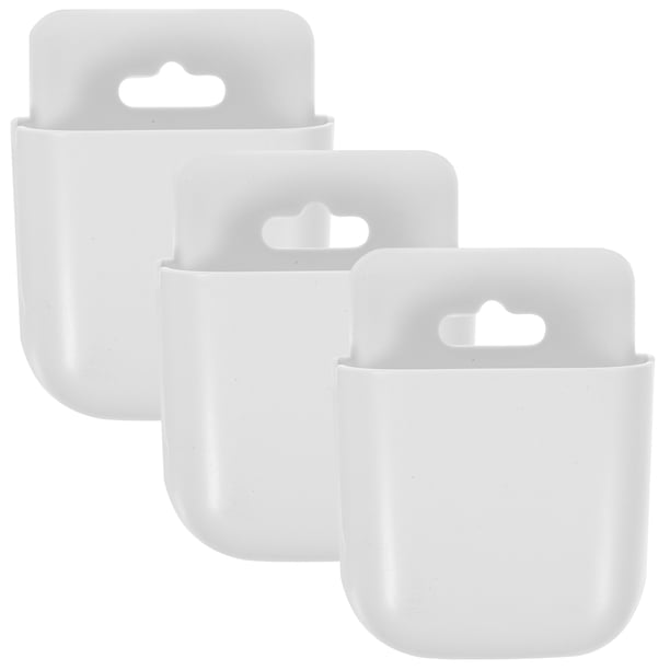 Caja de almacenamiento de pared de 3 piezas, multifuncional, para cargar teléfonos móviles, contenedor colgante (blanco)