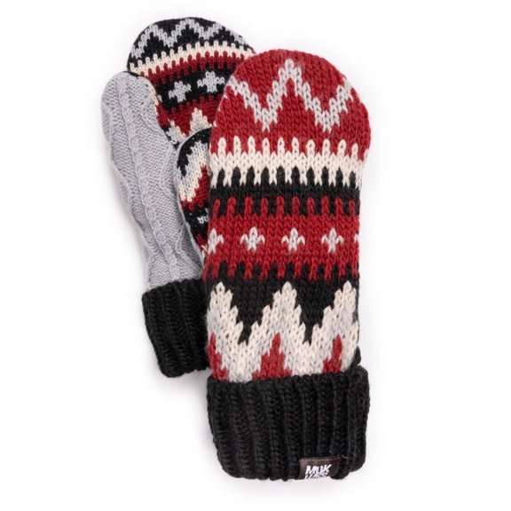 MUK LUKS Women's Cuff Mittens, Candy Apple, OS