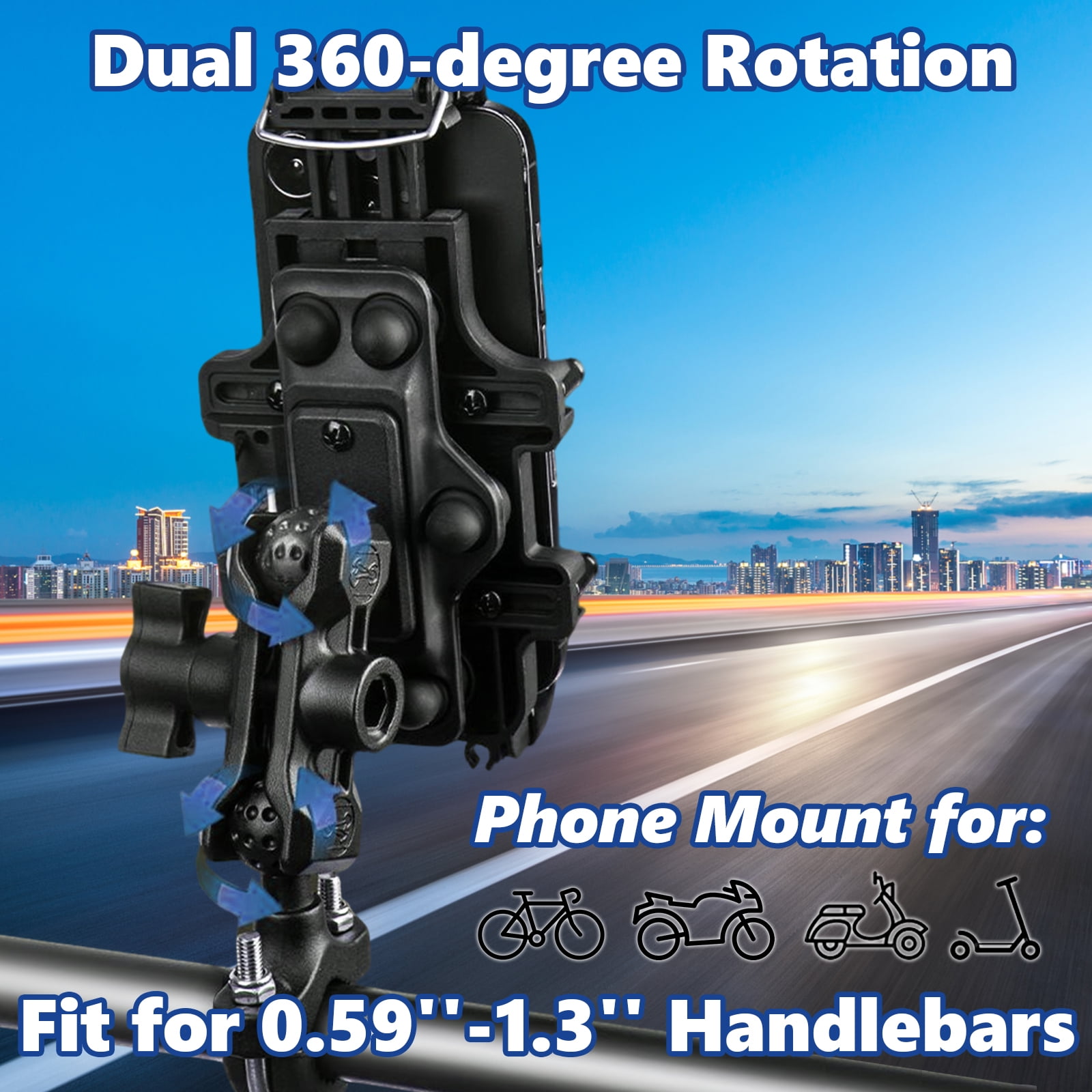 KALCINTY Motorcycle Bike Phone Mount Holder with Vibration Dampener, Bike Handlebar Phone Mount, Fit for 4.7-7.2'' Smartphone, for Motorcycle, Bicycle and Scooter