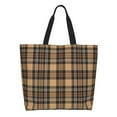 thumbnail image 1 of Fotbe khaki coffee plaid Bolsa Tote Estética de Lona con Estampado para Mujer - Bolsa Reutilizable de Hombro Casual para Vacaciones, Compras, Trabajo y Gimnasio, 1 of 8