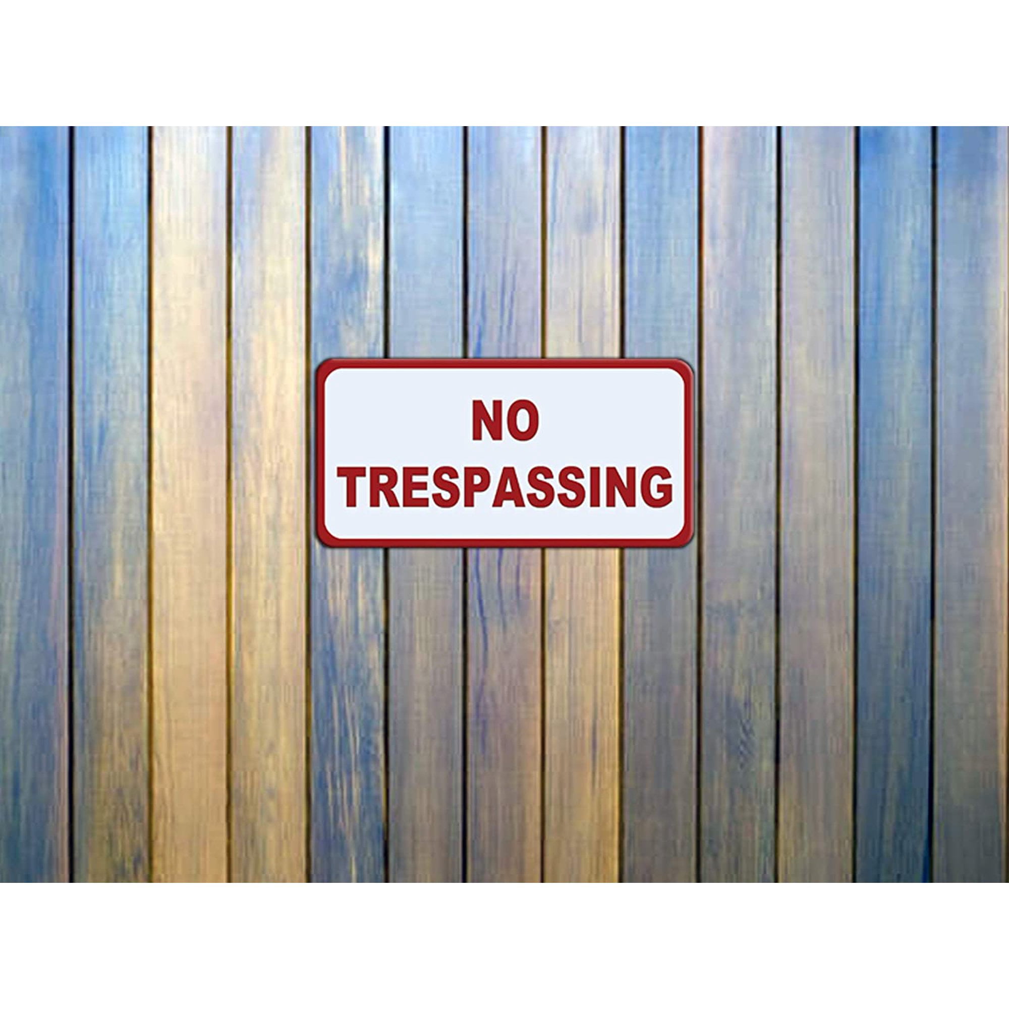 No Trespassing Stickers Outdoor/Indoor, 2 Stickers Included, Flexible Vinyl Decal Design for Easy Installation to Any Surface Office Home Gate Window (9 x 12 Inches) by Crub-N-Sign