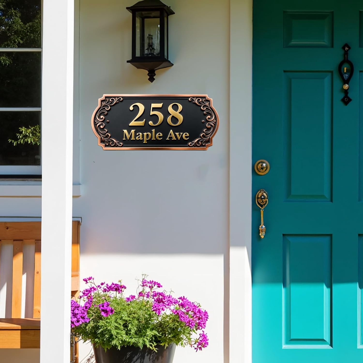 Personalized Cast Metal Address Plaque Vintage Custom House Number Sign Outside Street Mailbox Address Classic Wall Antique Brass Signs Durable Weather Resistant