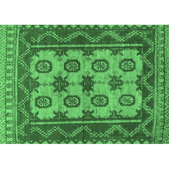 Ahgly Company Indoor Rectangle Southwestern Emerald Green Country Area Rugs, 2' x 4'