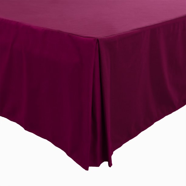 Unique Bargains Solid Pleated Ruffle Bed Skirt 14" Drop Burgundy Queen