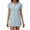 #0131-Blue, variant on Uootdi Womens Short Sleeve V Neck Waffle Knit Dresses Embroidery Trim Casual Shift Dresses Solid Color Mini Dresses Gift