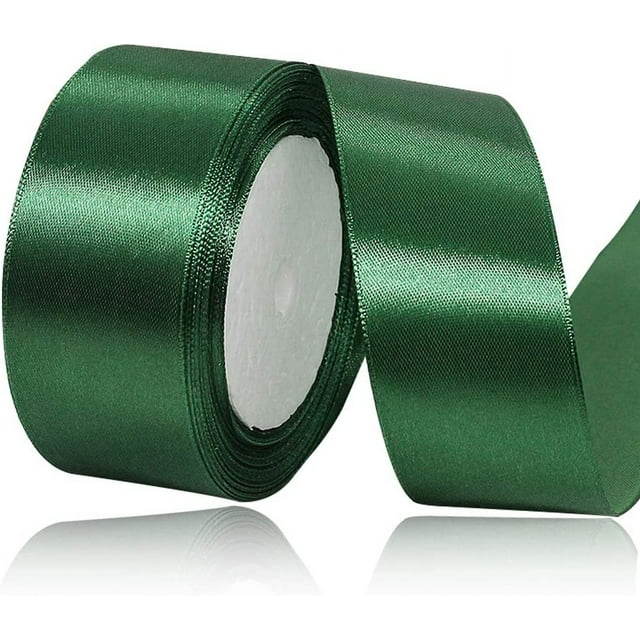 LAICAIW Solid Color Dark Green Satin Ribbon, 1-1/2 Inches x 25 Yards Fabric Satin Ribbon for Gift Wrapping, Crafts, Hair Bows Making, Wreath, Wedding Party Decoration and Other Sewing Projects