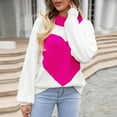 thumbnail image 4 of Lovskoo Sweaters for Women Trendy Comfortable Printing Long Sleeve Round Neck Sweater Top Hot Pink, 4 of 9