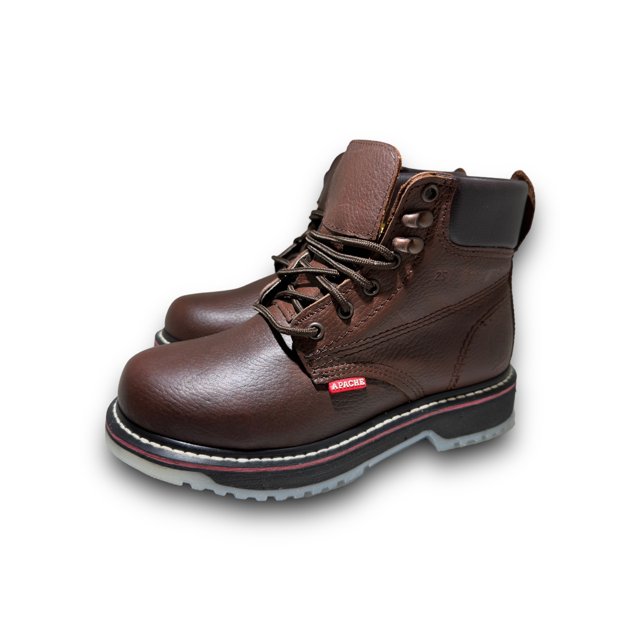 Bota De Trabajo De Agujeta Liso Industrial Uso Rudo, Apache Boots, Piel Vacuno, Roble Flother, Suela Wolvorin, Talla 27.0 MX