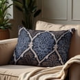 thumbnail image 6 of Throw Pillow Covers - Set of 4 Embroidered Decorative Cushion Case for Home Decor Sofa Couch Chair Bed Patio Living Room Bedroom Car Office Study - Blue Brown, 14x20 Inches, 6 of 9