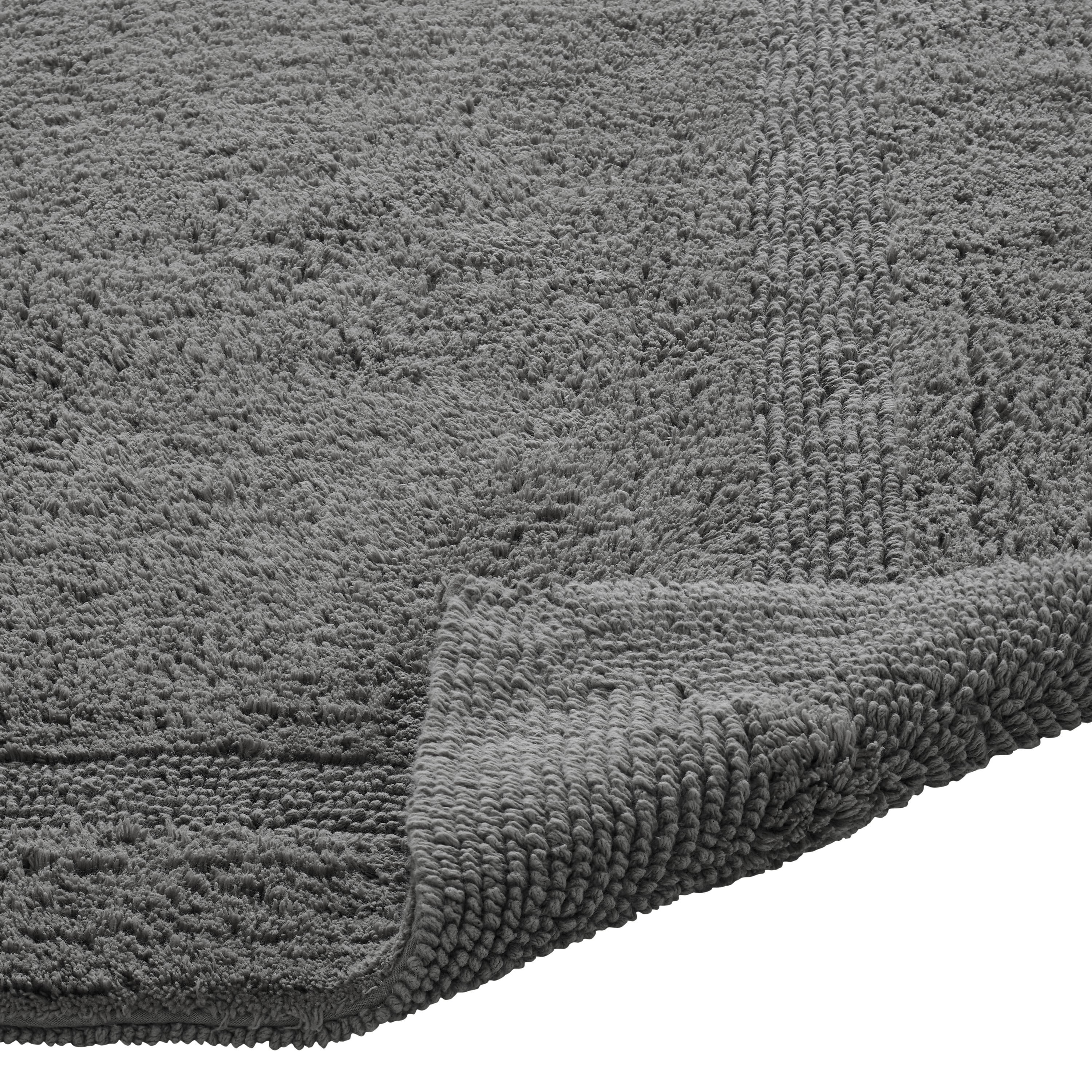 Better Trends Luxury Bathroom Rug 2 Piece Set 100% Cotton Bath Rug Water Absorbent, Reversible Machine Washable Runner Mat for Bathroom, Bathtub, Laundry Room 21"x34"|20"x60" Gray Lux Collection