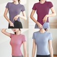 thumbnail image 6 of Women's 4 Pack Yoga Tops Slim Short Sleeve Crew Neck Breathable Sports Workout Shirts, 6 of 10