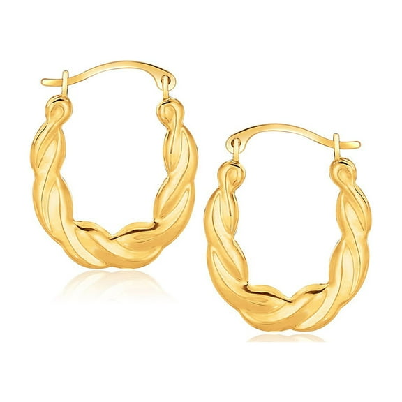 10k Yellow Gold Oval Twist Hoop Earrings