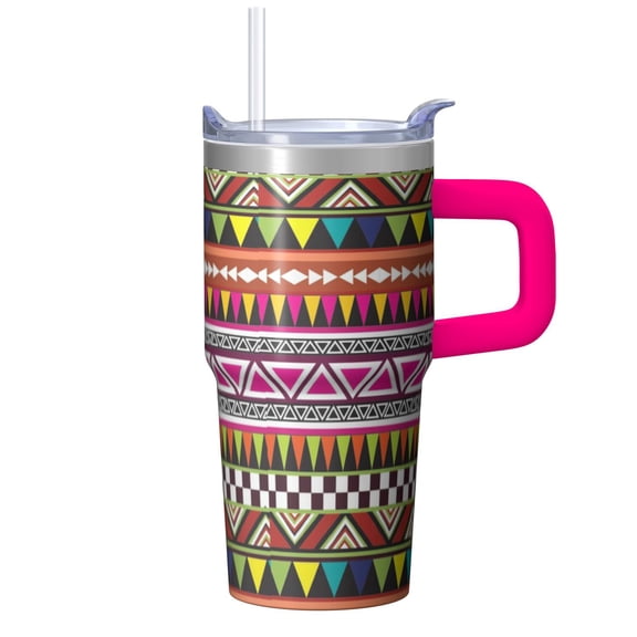20oz Stainless Steel Tumbler with Lid and Straw, Bohemian Insulated Travel Coffee Cup, Double Wall Vacuum, Leakproof Thermal Mug