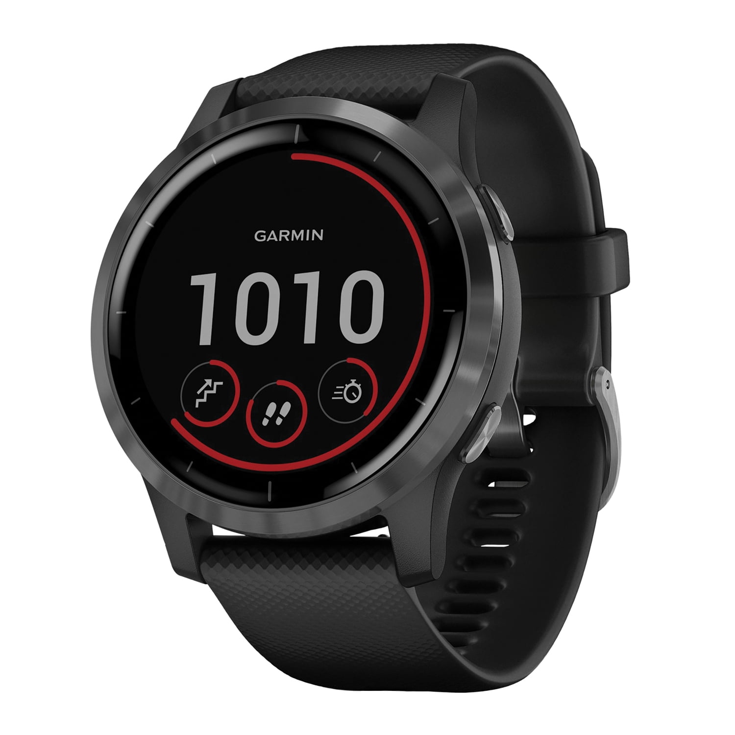 Garmin vívoactive® 4 Slate Stainless Steel Bezel with Black Case and Silicone Band