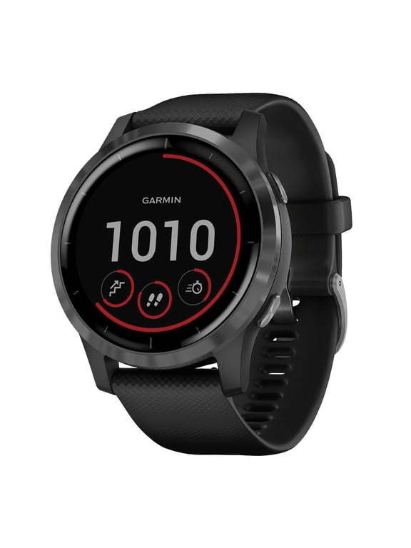 vvoactive 4 Slate Stainless Steel Bezel with Black Case and Silicone Band
