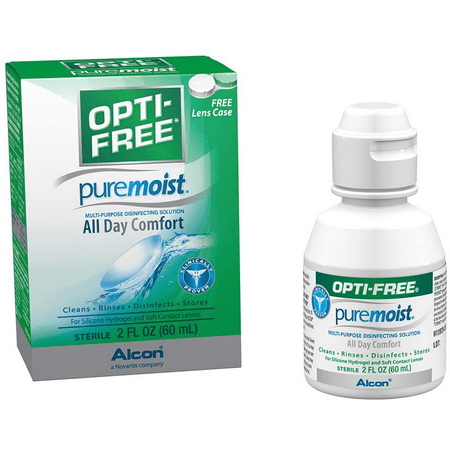 Opti-Free Puremoist Multi-Purpose Disinfecting Solution with Lens Case, (Packaging may vary), 2 Fl Oz (Pack of 1)