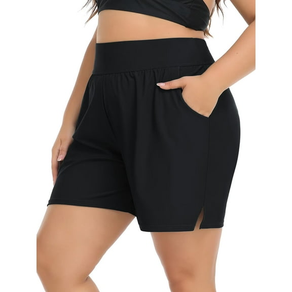 Sociala Women's Plus Size Swim Shorts High Waisted Bathing Suits Bottoms Tankini Trunks with Pockets